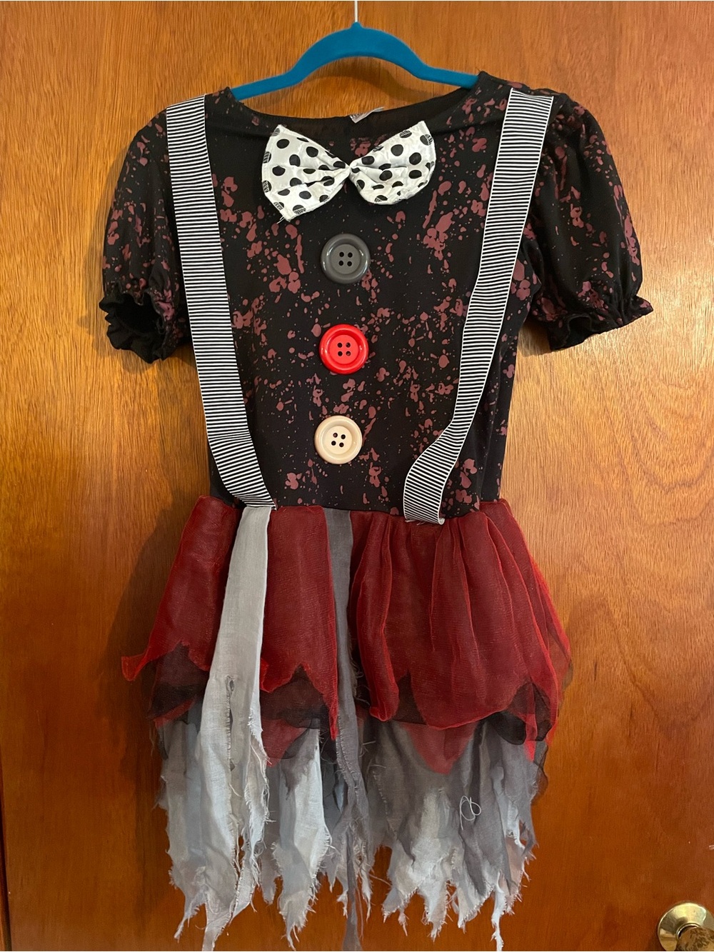 Spirit Black and Red Polka Bow Creepy Clown Dress